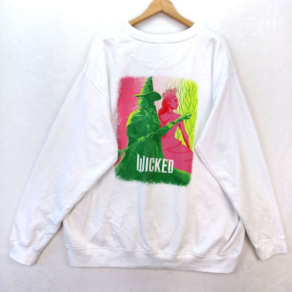 Wicked Musical Movie Graphic Sweatshirt Womens 2XL White Universal Glenda Witch